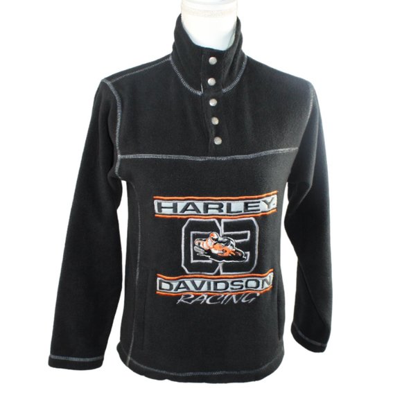 Harley-Davidson Racing Motorcycle Fleece Pull-Over, Size Medium, (10-12) - Picture 4 of 11